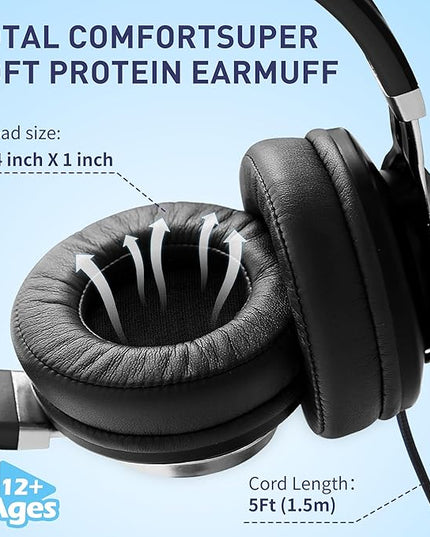AILIHEN C90 Wired Headphones with Microphone Volume Control, Noise Reduction Foldable Comfortable Over Ear Headphones Wired Durable Nylon 3.5mm Jacket for Tablet/Chromebook/Computer/Adult/Teens(Grey)