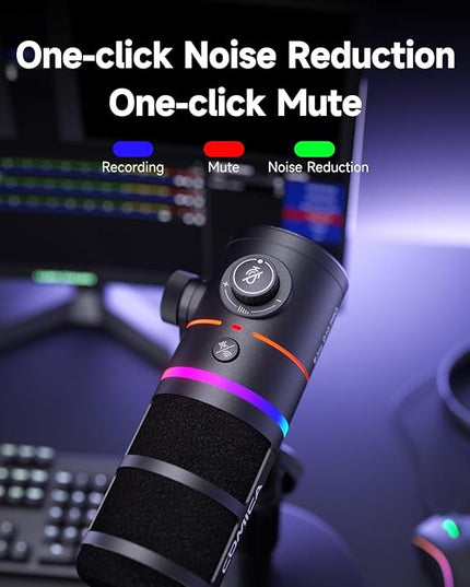 COMICA EJoy D10 Pro XLR/USB-C Gaming Microphone for Podcasting Recording,Wired/Wireless Dynamic Computer Mic for Desktop with RGB,Mute,Noise Reduction,Gain,for PC,PS4,PS5,Live Streaming,Youtube(Black)