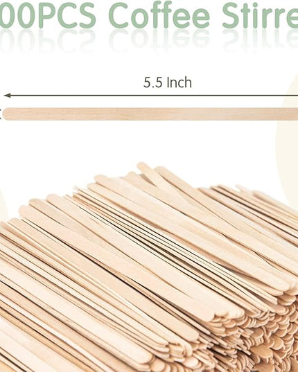 WISYOK 1000 PCS Coffee Stirrers, 5.5 Inch Premium Birch Wood Sticks, Smooth Round Ends, Splinter-Free Disposable Stir Sticks for Coffee, Cocktails, Office, Home, Coffee Bars