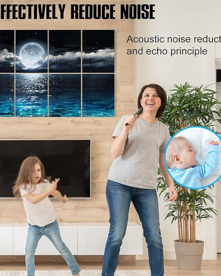 YPY Acoustic Panels, Soundproof Wall Panels: Sound Absorbing Wall Art, 8 Pack 48"x32" Decorative Sound Proofing Panels, Acoustical Treatment Better than Sound Proof Foam, Noise Cancelling Wall Panels