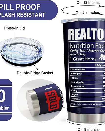 Realtor Gifts - Real Estate Agent & Closing Gifts for Women & Men, Realtor Supplies - 20oz Tumbler