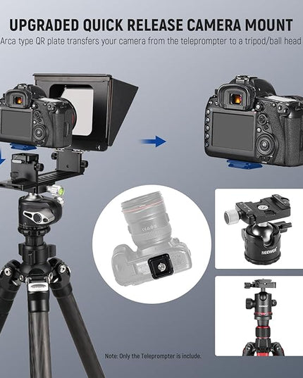 NEEWER X1 Pro II Teleprompter 9" All Metal with RT113 Remote/App Control, Quick Switch 1s Lock Arca Type QR Plate, Magnetic Phone Clamp Compatible with iPhone Android Smartphone, Assembly Free