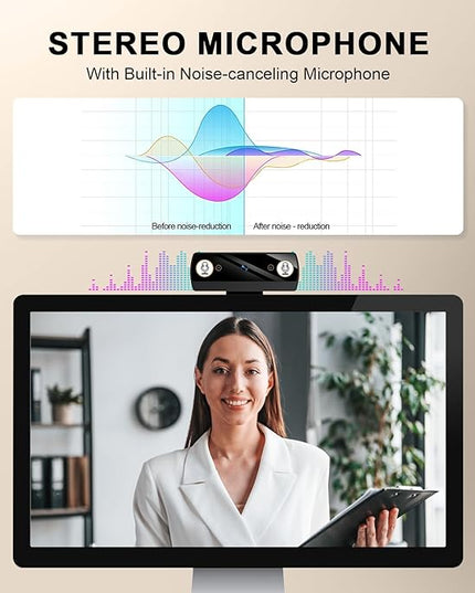 Webcam for PC, Full HD 1080P Video Calling, HD Light Correction, Works with Skype, Zoom, FaceTime, Hangouts, PC/Mac/Laptop/MacBook/Tablet