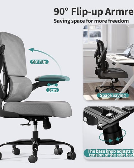 TRALT Office Chair - Ergonomic Desk Chair with Adjustable Lumbar Support, Mesh Computer Chair, Executive Chair for Home Office Comfortable Lumbar Support (Fog Gray)