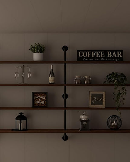 Floating Book Shelves for Wall 4 Tier 70 inch Bookshelf Industrial Pipe Shelving Shelves Bookcase Industrial Bookshelves Pipe Shelf Wood Wall Shelf for Living Room