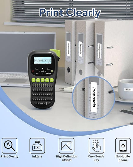 Label Maker Waterproof-Labels, Wire Cable Label Maker, Labeler Machine with Tapes Laminated, H1100 Handheld Labeling Maker with Backlit-LCD & One-Touch Key, Home Industrial Office Organization