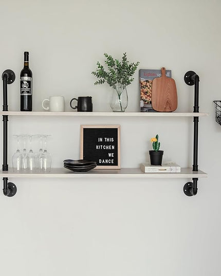 Floating Bookshelf Bathroom Shelves Over Toilet Industrial Pipe Shelving Pipe Shelves Rustic White Wall Shelves 36 Inch Farmhouse Book Shelves for Wall Mounted