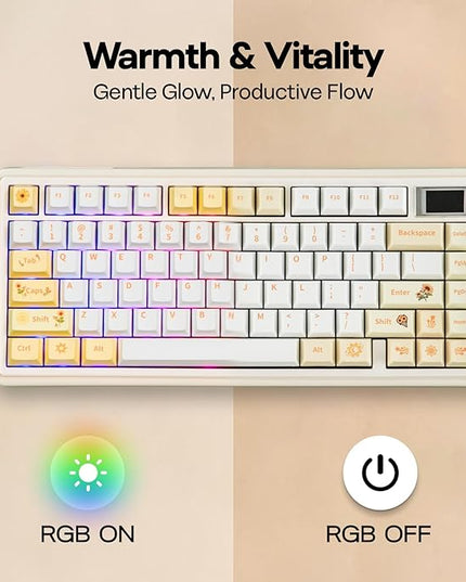 EPOMAKER Sunflower PBT Keycaps, 133 Keys, Cherry Profile, Dye Sublimation, ISO/ANSI Layout, 60%/75%/96%/Full Size, Custom Keyboard Keycaps Set for Mechanical Gaming Keyboard