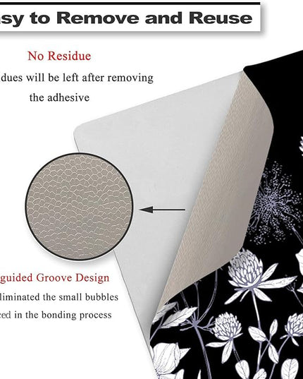 Laptop Skin Sticker Decal,12" 13" 13.3" 14" 15" 15.4" 15.6 inch Laptop Vinyl Skin Sticker Cover Art Protector Notebook PC (2 Wrist Pad Skins Included), Waterproof Removable, Black White Flower