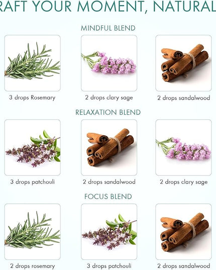 Majestic Pure, Rosemary, Sandalwood, Clary Sage and Patchouli Meditation Essential Oil Set | Perfect for Meditation, Yoga, Relaxation or Mindful Mornings | Pack of 4 x 0.3 Fl Oz