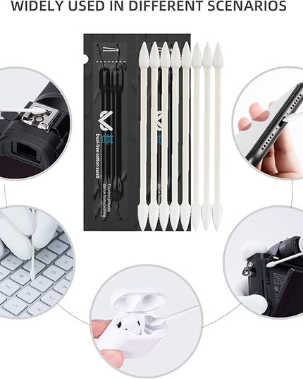 VSGO V-R01E Dust Free Cotton Swabs with Paper Sticks, Vacuum-Packed Microfiber Swabs Rods for Camera, Electronics, Keyboards, Handicrafts, Printers Cleaning