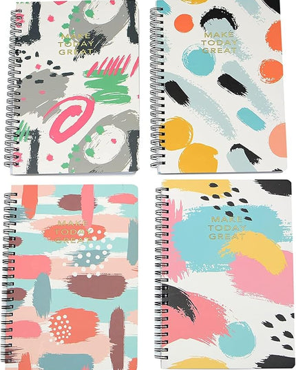 Yansanido Spiral Notebook, 4 Pcs A5 Thick Graffiti Design Hardcover 8mm Ruled 4 Color 80 Sheets -160 Pages Journals for Study and Notes (Colorful)