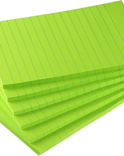 Early Buy 6 Pads Lined Sticky Notes with Lines 4x6 Self-Stick Notes Bright Color Sticky Notes, 45 Sheets/Pad (Green)