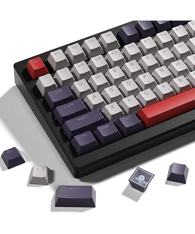 XVX Shine Through Keycaps -133 Keys Cherry Profile Double Shot PBT Keycaps Compatible for 60%/75%/100% Retro Gaming Mechanical Keyboard-Vintage Red