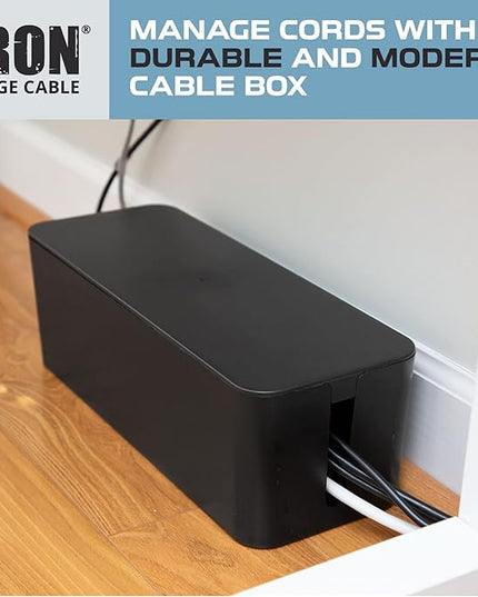 Iron Forge Cable Cable Management Box, 2 Pack - Cord Organizer and Hider for Wires, Power Strips, Surge Protectors & More - Includes Cord Sleeve, Hook and Loop Keepers, Zip Ties & Clips