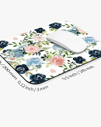 Square Mouse Pad Pretty Flowers, Personalized Premium-Textured Custom Mouse Mat Design, Washable Mousepad Cloth, Non-Slip Rubber Base Computer Mouse Pads for Wireless Mouse