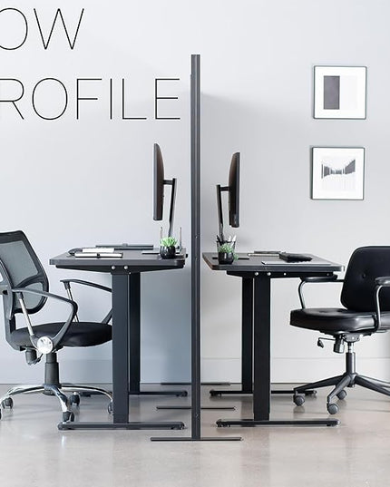 VIVO Modular Wall System, 2 PET Panels, Modern Professional Office Cubicle Dividers, Freestanding Privacy-Screen, 66 inches High, Wood Slat, Black Frame, PP-MWS63BWD