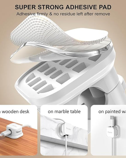 8 Pack Magnetic Cable Clip Organizer Cord Holder, Picozon Adhesive Cable Management, Wire Phone USB Charger Cable Holder, Keeper Organizer for Office Home Desktop Table - White