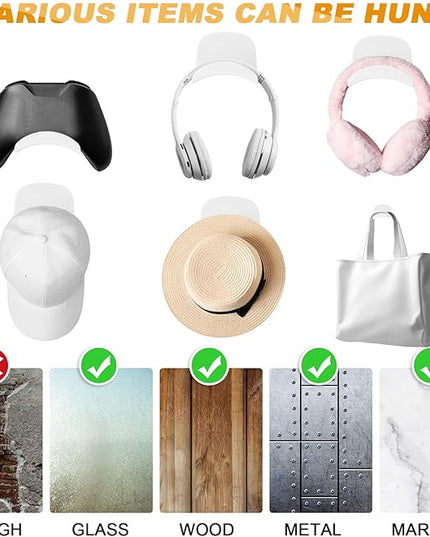 30 Pcs Headphone Hanger Wall Holder Back to School Desk Adhesive Headphone Hook Mount Strong Universal Acrylic Holder Hooks for General Purpose Game Earphone(White)