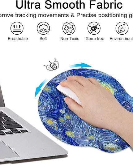 Britimes Ergonomic Mouse Pad Set with Wrist Rest Abstract Night Sky Non-Slip Rubber Base Wrist Cushion Support and Coasters Mousepad with Wrist Support for Computer Keyboard and Desk