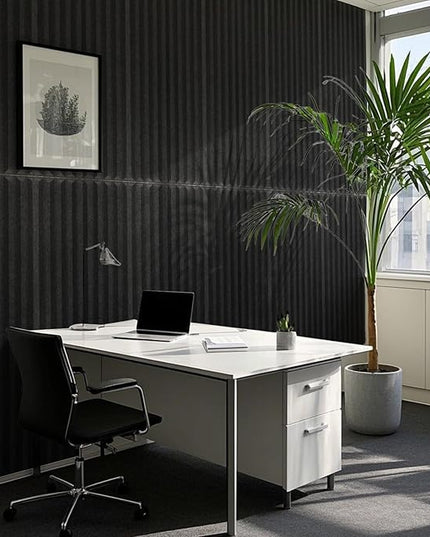 Art3d 10-Pack Peel and Stick Acoustic Panels with Acrylic Tape - 12 x 48 inches, Self Adhesive Sound Absorbing Polyester Wall Panels for Home Office Studio, Black