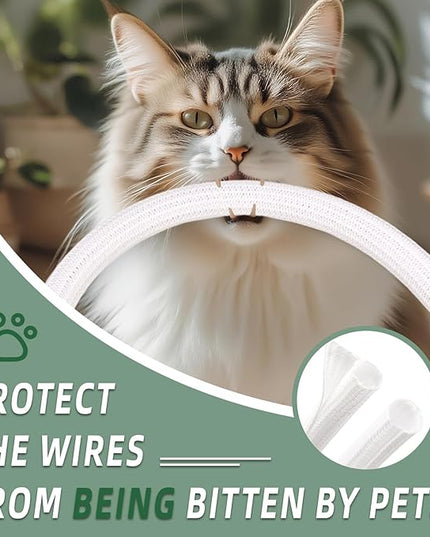 Split Wire Loom Tubing, Cable Protector Sleeve, Braided Cable Management for TV/Computer/Home Theater/Engine Bay, Cord Protectors from Pets No Chew (White, 3/8"-10ft)