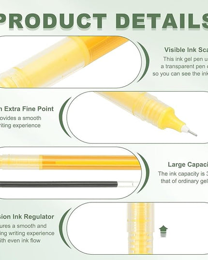 PATIKIL 6Pcs Colored Gel Ink Pens, 0.5mm Extra Fine Point Smooth Writing Japanese Quick Drying Liquid Ink Rollerball Pens for Office Stationery Classroom Teachers, Yellow
