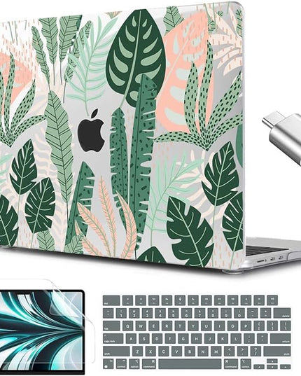 CISSOOK MacBook Air 13.6 inch Case A2681 M2 A3113 M3 with Touch ID, Tropical Palm Leaves, Hard Shell, Keyboard Cover, Screen Protector, Type C Adapter