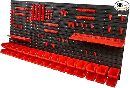 96Pcs Wall Mounted Board Tool Organizer Set Garage Storage Rack Durability Hanging Storage Bins for Hardware Parts Home Store