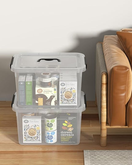 18 L Clear Latch Storage Bins with Handle, 4 Pack Plastic Storage Box with Lids