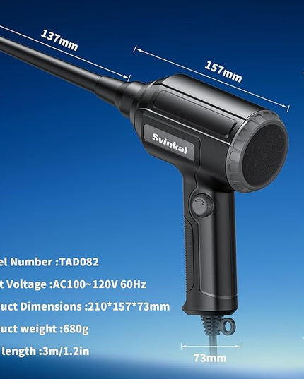 Electric Air Duster, 500W High Power with 40000RPM, Stepless Speed, 6oz Blowing Power, Ideal Canned Air Replacement for Cleaning Keyboards, Electronics, PC, and More