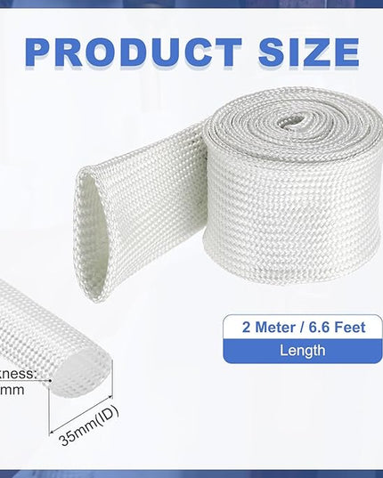 uxcell Insulation Cable Protector,35mm/1.38 Inch-2m/7 Feet High Temp Fiberglass Sleeve White