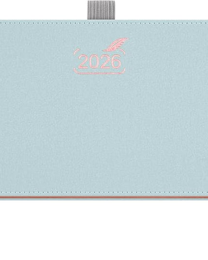 BEZEND Pocket Planner 2026 Weekly and Monthly (6" x 3.75") Small Calendar Book with Daily Vertical Timeslot (Jan-Dec), Equal Space Even Weekend, Work Home Women, PU Leather Hardcover - Dutch Blue