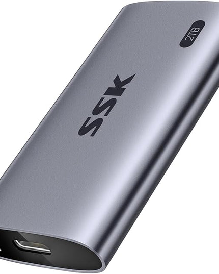 SSK Portable SSD 2TB, up to 2000MB/s External Solid State Drives, USB 3.2 Gen2X2 NVMe SSD External Hard Drive, Ultra Low Power Consumption for iPhone 15/ MacBook/Pro/OTG Phone/Laptops