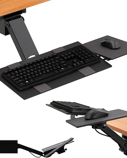 Uncaged Ergonomics KT2-b Under-Desk Adjustable Height & Angle Sit to Stand Up Keyboard Tray with negative tilt Best standing desk computer keyboard holder drawer