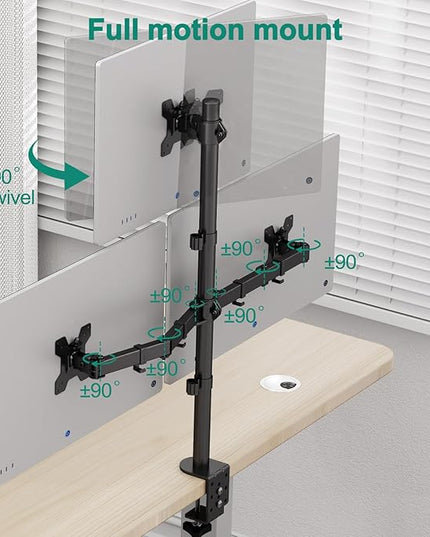 Triple Monitor Stand, Desk Mount for Three Screens up to 32 Inch, Stacked Monitor Arm for 3 Monitors Max 17.6lbs per Arm, Height Adjustable, Tilt, Swivel VESA Mount 75/100x100mm