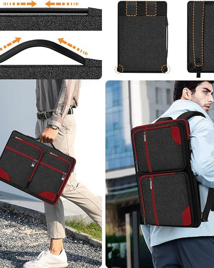 Hseok Laptop Case 15 15.6 16 inch Sleeve with Handle and Hidden Strap,Compatible with MacBook Pro 15.4 16, 360° Protective PC Briefcase with 4 Pockets for Laptop Accessory,Easy to Carrying,Red