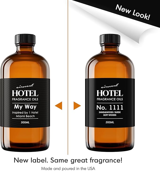 AirScent My Way Diffuser Oil Inspired by The 1 Hotel Miami Scent - Premium Fragrance Oil Blend for Ultrasonic and Waterless Diffusers and Crafting - 500 mL, 16.9 fl oz Glass Bottle