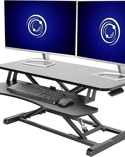 VIVO 36 inch Desk Converter, K Series, Height Adjustable Sit to Stand Riser, Dual Monitor and Laptop Workstation with Wide Keyboard Tray, Black, DESK-V036KB