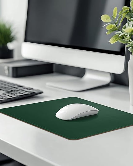 Mouse Pad, PU Mouse Pad，Leather Mouse Pad with Stitched Edge Micro-Fiber Base with Non-Slip Waterproof，Mouse Pad for Computers，Laptop, 8x11Inch (Army Green)