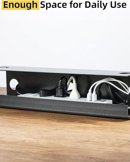 Yecaye 2 Pack Cable Management Under Desk, 31.5 in Under Desk Cable Management Tray,Cord Hider,Cord Organizer, No Screw Wire Management for Office and Home, Black