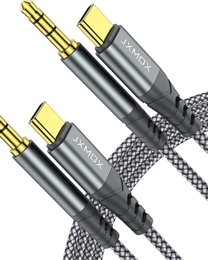 JXMOX USB C to 3.5mm Audio Aux Jack Cable (4ft 2-Pack), Type C to 3.5mm Headphone Car Stereo Cord Compatible with iPhone 17 Air 16 15 Pro Max, Samsung Galaxy S25 S24 S23 Note 20, Pixel 9 8, iPad Pro