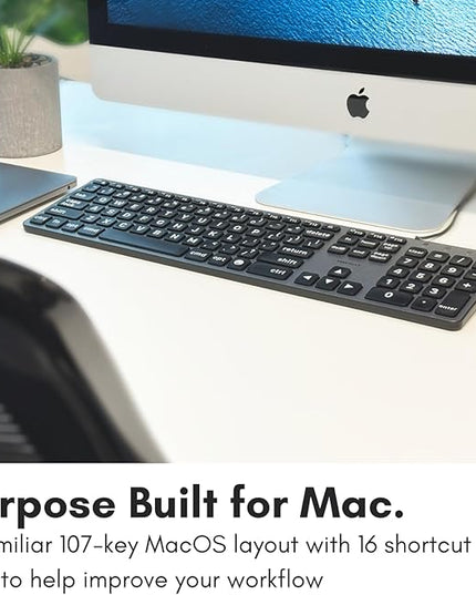 Macally Wired Keyboard for Mac (USB C + A) - Large Print and Backlit for Apple - 107 Key Full Size Large Letters USB C Keyboard for MacBook Pro/Air, Mac mini, iMac