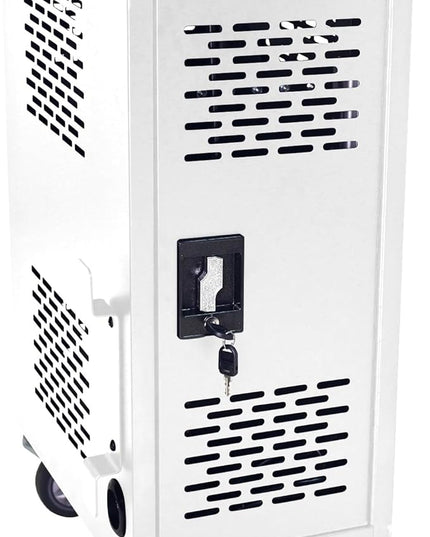 Laptop and Tablet Storage Cart, White Mobile Charging Cart and Cabinet for 16 Devices, with Charging Port Screen Size Up to 14", Fits Chromebook, Tablet, Laptop, Suitable for School, Business, Office