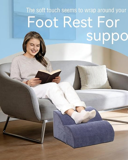 Foot Rest for Under Desk at Work.Multifunctional 3-Tier Foot Stool,with Washable Footrest.for Under Desk,Office Chair Gaming Chair & Sofa,Leg Elevation Pillow,Supports Posture-Light Blue