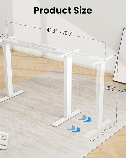 Dual Motor Electric Standing Desk Frame- Heavy Duty Height Adjustable Desk Legs, Sit to Stand Up Desk Base, 4 Memory Settings Controller for Adjustable Desktop Sizes, Over 300 lbs Load Capacity