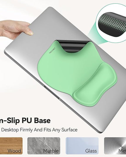 TECKNET Gel Mouse Pad with Wrist Rest, Ergonomic Office Mousepad with Wrist Support - Non-Slip & Smooth Surface Comfortable Desk Accessories Mat for Office, Gaming and Study - Green