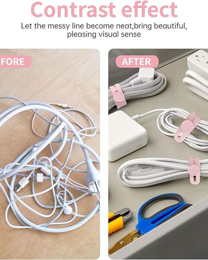Oligei 25 Pcs Silicone Cable Ties, Cable Ties Reusable, High Elasticity Cord Wraps for Electrical Cords, Cord Organizer for Earphone, Phone Charger(Pink)