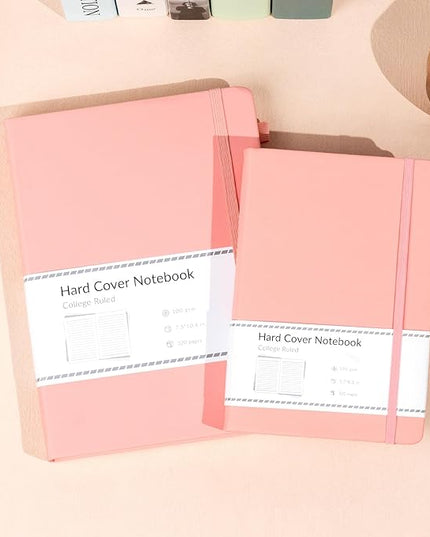 CAGIE Lined Journal Notebook, 320 Pages College Ruled Notebook, 100 Gsm Paper Thick Journal, B5 Hardcover Leather Journals for Writing Women, 7.6x10 In, Pink