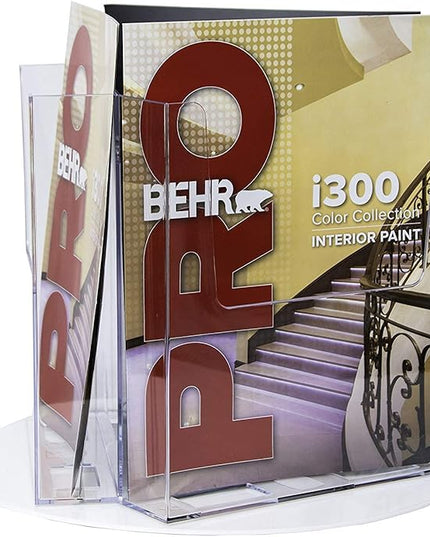 Clear-Ad - RLT-8511-3 Acrylic Rotating Brochure Holders for 8.5" Literature Display - Pamphlet Holder and Magazine Organizer